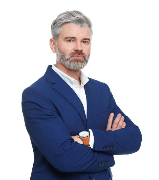 istock Mature businessman in stylish clothes posing on white background 1694592579