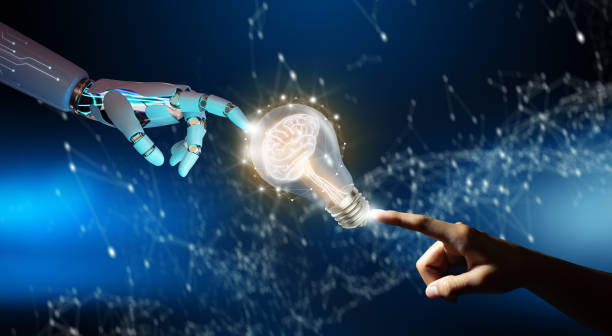 Artificial Intelligence Business. Circuit converging point background. Business bright idea, Great idea for success Concept.