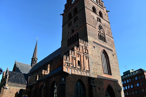 An old medieval church exterior in Malmo Sweden