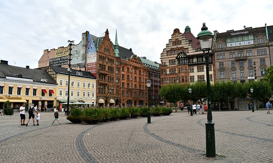 Buildings and architecture in a Malmo Sweden City Square