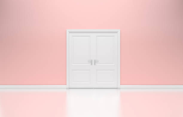 istock White door with pink wall 1694643877