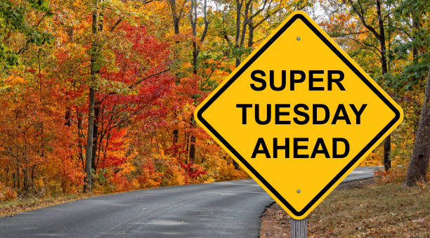 istock Super Tuesday Ahead Caution Sign Autumn Background 1694646531