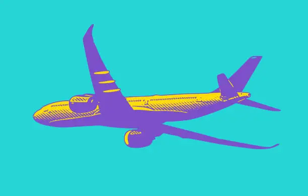 Vector illustration of Airliner on colored background