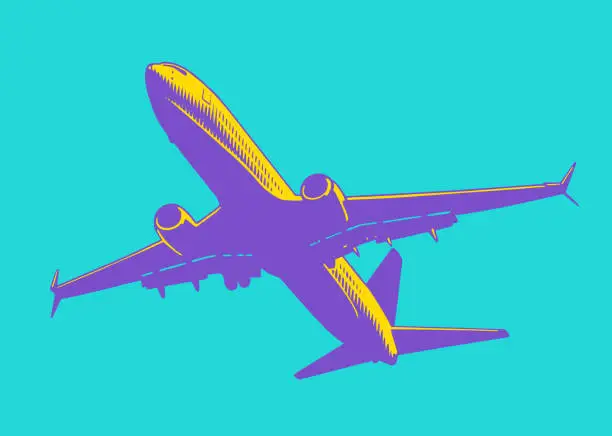 Vector illustration of Airliner on colored background
