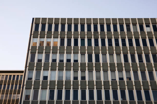 wysoki budynek edukacyjny z niezliczonymi oknami - university hall zdjęcia i obrazy z banku zdjęć