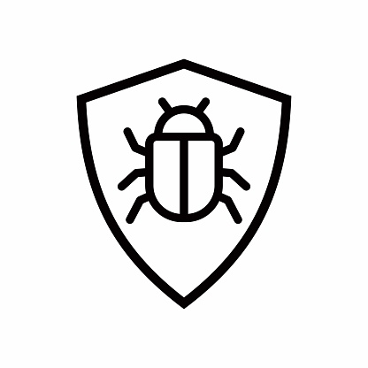 bug shield outline style vector icon