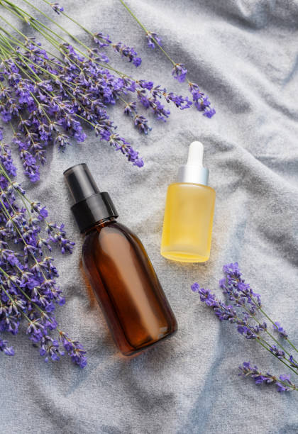 istock Lavender spa. Lavender  natural essential oil and fresh lavender 1694805782