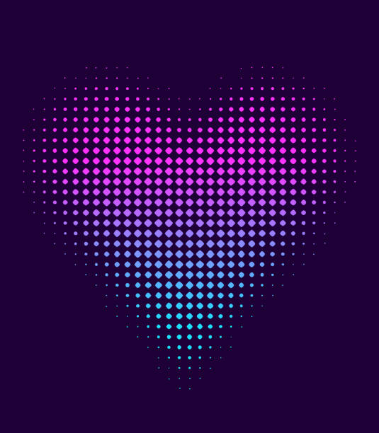 ilustraciones, imágenes clip art, dibujos animados e iconos de stock de vector de forma de corazón de medio tono - heart shape valentines day vibrant color bright