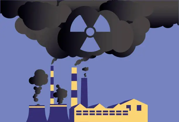Vector illustration of Factory exhaust pollutes the environment