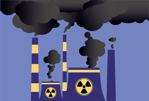 Nuclear power plant exhaust gas pollutes the environment