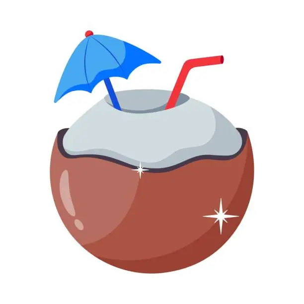 Vector illustration of Coconut drink vector colorful Stickers icons Design illustration. EPS 10 File