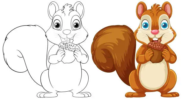 Vector illustration of Smiley Squirrel Cartoon