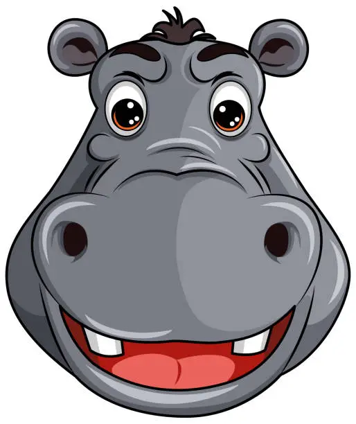 Vector illustration of Hippopotamus Face In Cartoon Style