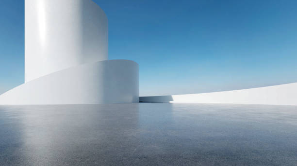 istock 3d render of abstract futuristic modern architecture with empty concrete floor. 1694865417