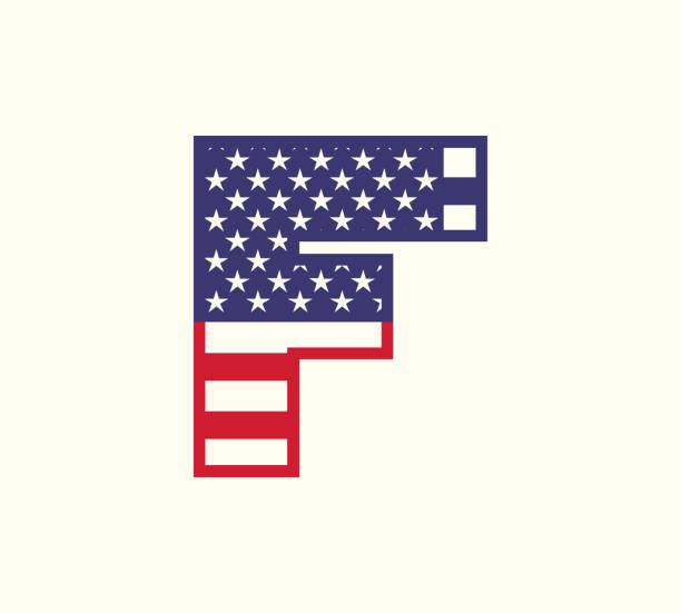 ilustrações de stock, clip art, desenhos animados e ícones de letter f capital american flag logo - letter f clip art decoration line art