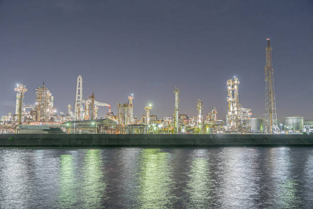 istock Night view of Factory 1694871371
