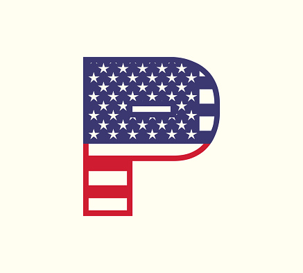 USA letter P capital american flag logo