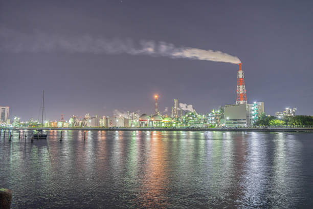 istock Night view of Factory 1694874636