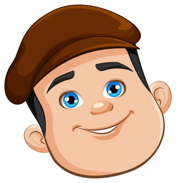 Vector illustration of Young Police Officer Man Wearing Hat