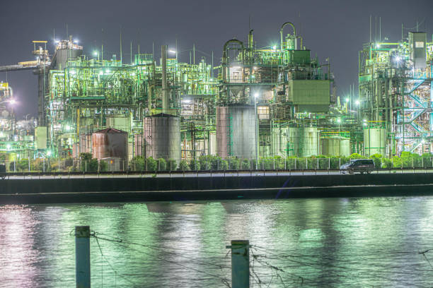 istock Night view of Factory 1694876382