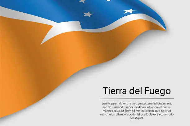 Vector illustration of Wave flag of Tierra del Fuego is a state of Argentina