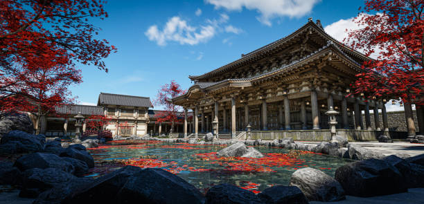 istock 3d illustration.  japanese shrine with windows view outside 1694898253