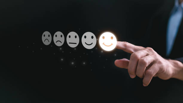 istock User give rating to service experience on online application for Customer review satisfaction feedback survey concept. 1694898256