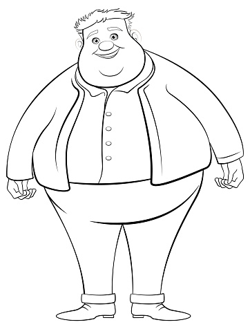 Overweight Man Cartoon Outline Coloring Page Stock Illustration ...