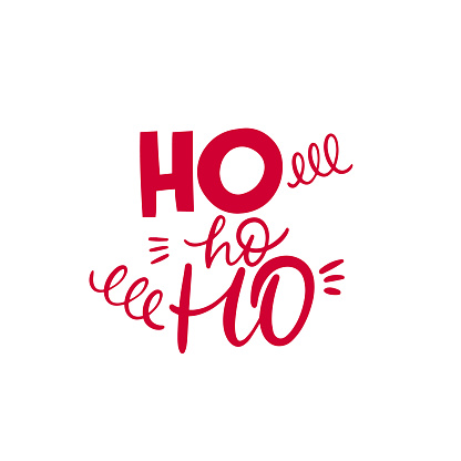 Ho ho ho red color text lettering. Christmas cute fun phrase. Vector art isolated on white background.