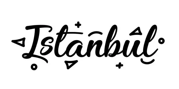 Vector illustration of Istanbul City Typography Lettering Banner Design. Tourism, City, Travel, Turkey