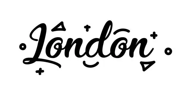 Vector illustration of London City Typography Lettering Banner Design. Tourism, City, Travel, England