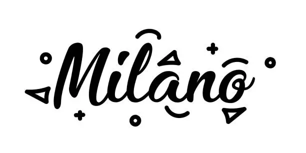 Vector illustration of Milano City Typography Lettering Banner Design. Tourism, City, Travel, Italy