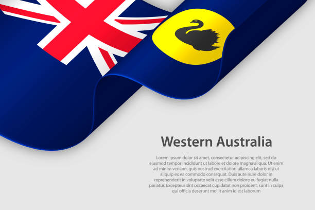 3d ribbon with flag Western Australia. Australian state. isolated on white background 3d ribbon with flag Western Australia. Australian state. isolated on white background with copyspace western australia flag stock illustrations