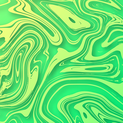 Modern and trendy background. Abstract design with a fluid, liquid effect and a beautiful color gradient. This illustration can be used for your design, with space for your text (colors used: Yellow, Orange, Green). Vector Illustration (EPS file, well layered and grouped), square format (1:1). Easy to edit, manipulate, resize or colorize. Vector and Jpeg file of different sizes.