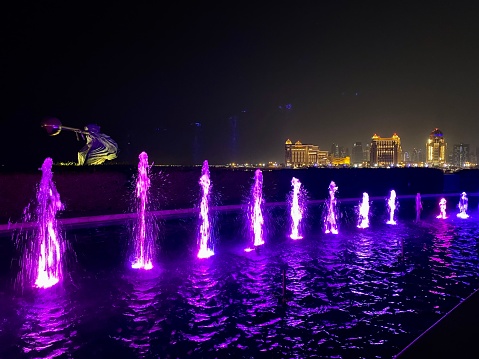 Qatar - Doha - Katara illuminated fountain