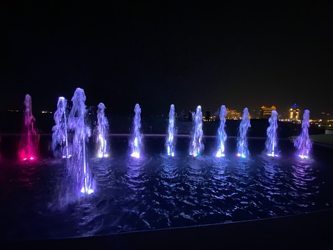 Qatar - Doha - Katara illuminated fountain