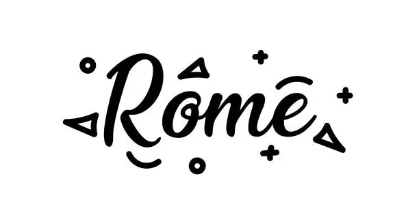 Vector illustration of Rome City Typography Lettering Banner Design. Tourism, City, Travel, Italy
