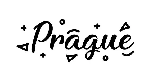 Vector illustration of Prague City Typography Lettering Banner Design. Tourism, City, Travel.