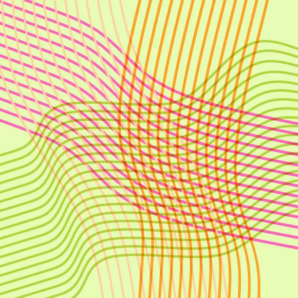 Vector illustration of Wavy striped abstract background with overlapping colors.