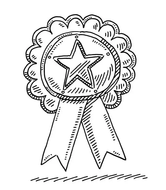 Vector illustration of Ribbon Award Decoration Drawing