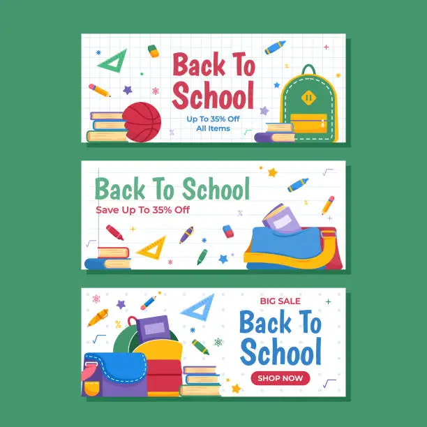 Vector illustration of Banner Promotion Post Of Back To School Theme