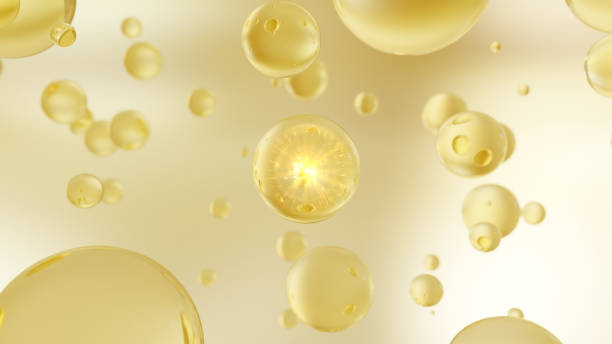istock 3D Cosmetics On a bright background, golden liquid bubbles 1695034658