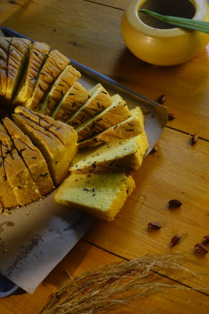 istock Sponge cake on wooden table. 1695066434