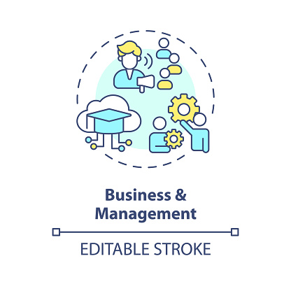 2D editable multicolor icon business and management concept, simple isolated vector, MOOC thin line illustration.