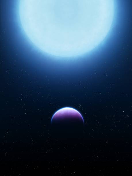 istock Alien planet in the light of a blue star. 1695078881