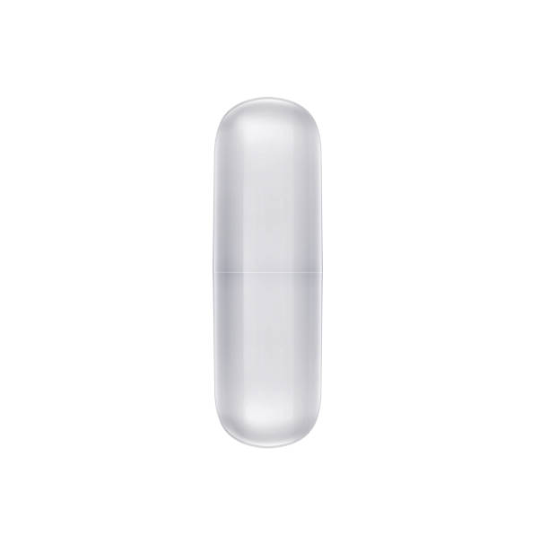 istock Empty glass capsule, medical pill isolated on white 1695104198