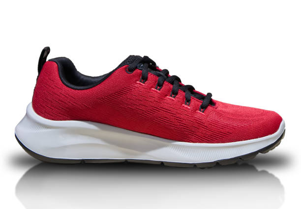 istock Red sneaker shoes isolated on white, Object background 1695111508