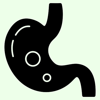 Stomach solid icon. Human organ stomach with gas bubbles glyph style pictogram on white background. Science and anatomy signs mobile concept web design. Vector graphics