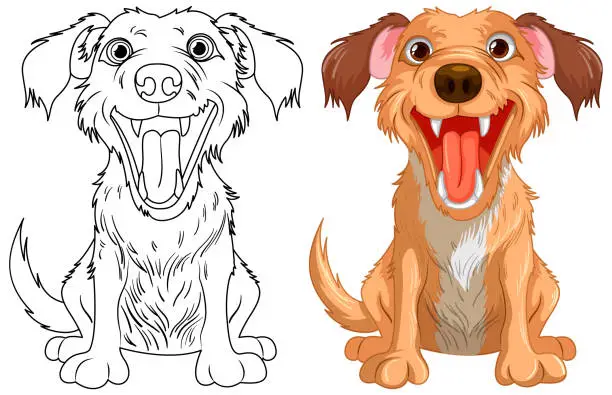 Vector illustration of Cartoon Golden Retriever Dog Smiling