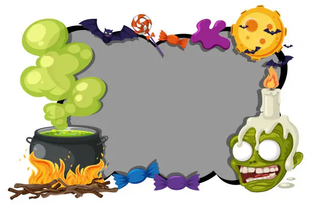 Vector illustration of Halloween Theme Element Border Game Template